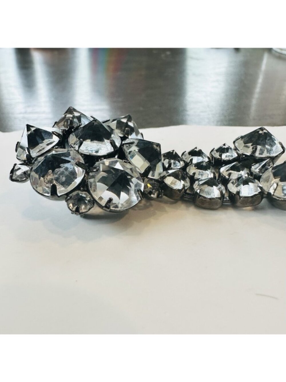 Juliana D&E Clear Rivoli Waterfall Brooch Open Back Fang Prongs Dangle 3" - Picture 3 of 8